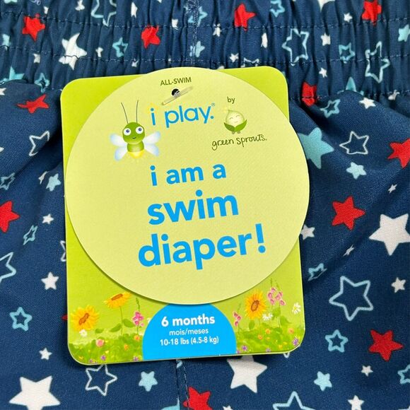 NEW i play Green Sprouts Boys 6 Months Swim Diaper Shorts 4th of July Summer - Picture 5 of 12